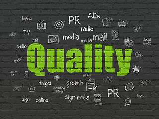 Image showing Advertising concept: Quality on wall background