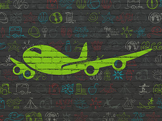 Image showing Tourism concept: Airplane on wall background