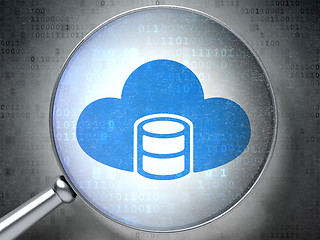 Image showing Database concept: Database With Cloud with optical glass on digital background