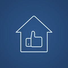 Image showing Thumb up in house line icon.