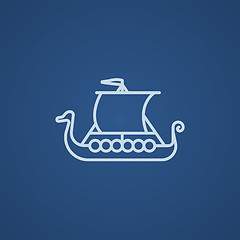 Image showing Old ship line icon.