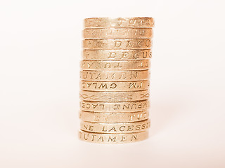 Image showing  Pound coin pile vintage