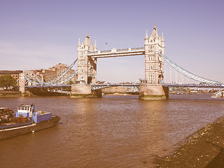 Image showing Retro looking Tower Bridge in London