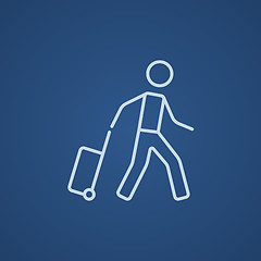 Image showing Man with suitcase line icon.