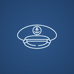 Image showing Captain peaked cap line icon.