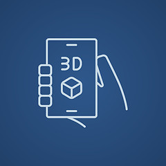 Image showing Smartphone with three D box line icon.