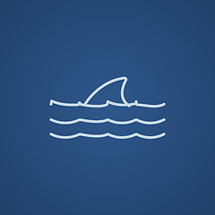 Image showing Dorsal shark fin above water line icon.