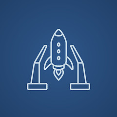 Image showing Space shuttle on take-off area line icon.