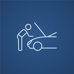 Image showing Man fixing car line icon.