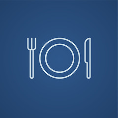 Image showing Plate with cutlery line icon.