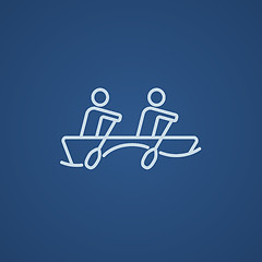 Image showing Tourists sitting in boat line icon.