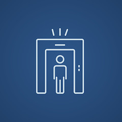 Image showing Man going through metal detector gate line icon.