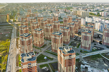 Image showing Bird eye view on residential neighborhood. Tyumen