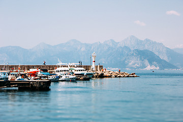 Image showing Coast Antalya Turkey Kaleici, the promenade. Marina Antalya