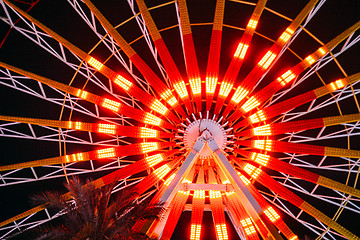 Image showing Ferris wheel, night, close-up