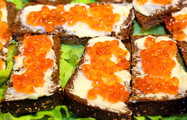Image showing  sandwiches red caviar  