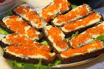 Image showing  sandwiches red caviar  