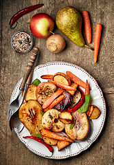 Image showing Roasted fruits and vegetables