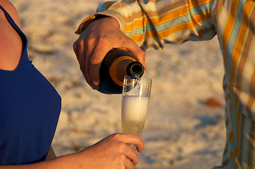 Image showing champagne at sunset