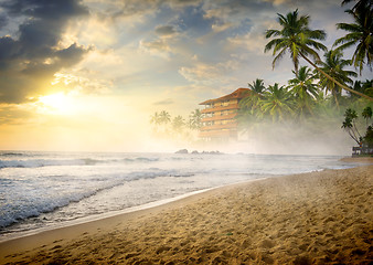 Image showing Fog over beach