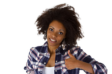 Image showing Attractive african woman with thumb up 