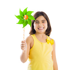 Image showing Playing with a windmill