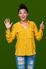 Image showing Woman showing six fingers