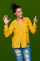 Image showing Woman showing six fingers