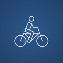 Image showing Man riding bike line icon.