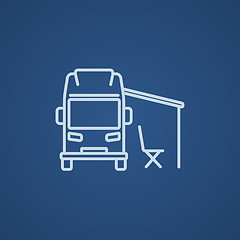 Image showing Motorhome with tent line icon.