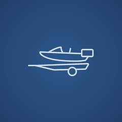 Image showing Boat on trailer for transportation line icon.