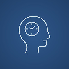 Image showing Human head with clock line icon.