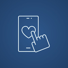 Image showing Smartphone with heart sign line icon.