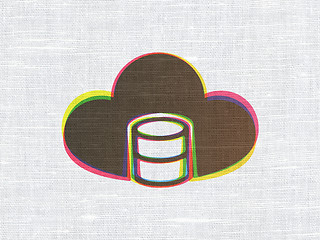 Image showing Database concept: Database With Cloud on fabric texture background