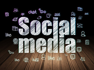 Image showing Social network concept: Social Media in grunge dark room