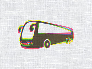 Image showing Vacation concept: Bus on fabric texture background