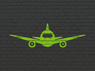 Image showing Vacation concept: Aircraft on wall background