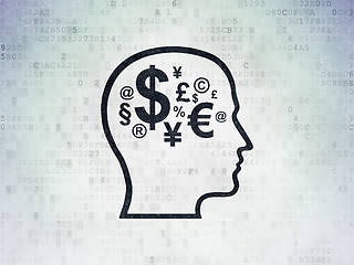 Image showing Business concept: Head With Finance Symbol on Digital Paper background