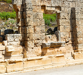 Image showing perge old construction in asia turkey the column  and the roman 