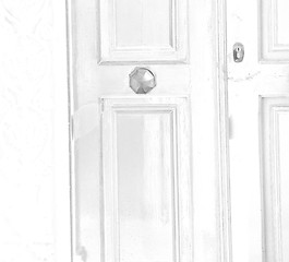 Image showing white  red brown  door in antique village santorini greece europ