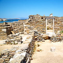 Image showing famous   in delos greece the historycal acropolis and old ruin s