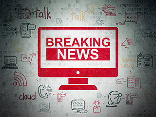 Image showing News concept: Breaking News On Screen on Digital Paper background