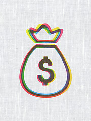 Image showing Banking concept: Money Bag on fabric texture background