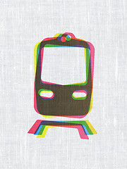 Image showing Travel concept: Train on fabric texture background