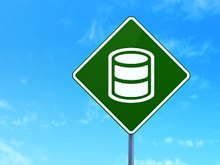 Image showing Programming concept: Database on road sign background