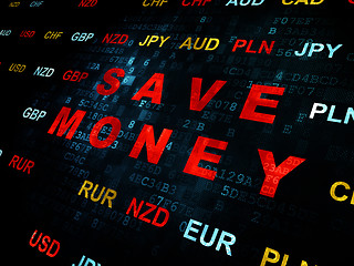 Image showing Currency concept: Save Money on Digital background