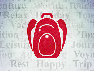 Image showing Vacation concept: Backpack on Digital Paper background