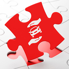 Image showing Insurance concept: Car And Palm on puzzle background