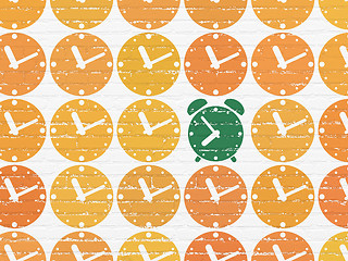 Image showing Time concept: alarm clock icon on wall background