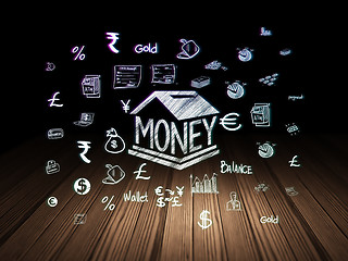 Image showing Currency concept: Money Box in grunge dark room